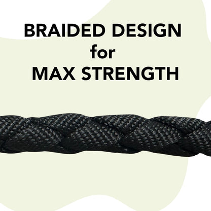 Black 54 inch dual leash for walking small medium or large dogs simultaneously.