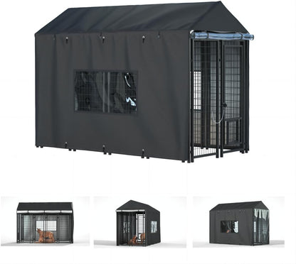 All weather pet kennel insulation fabric showing secure roof and side coverage