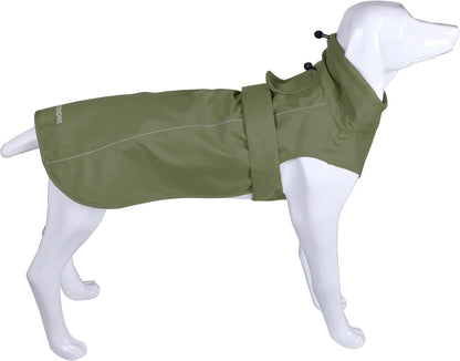 MAMORE Adjustable Waterproof Dog Raincoat front view on a large dog during an outdoor walk.