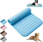 Pet resting comfortably on the Swzec PawLab ice silk cooling mat