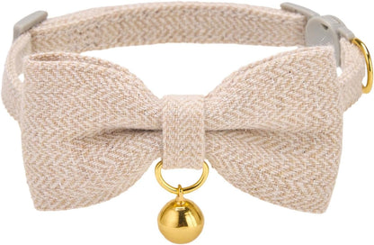 Breakaway Kitten Collar with Bow Tie and Bell Adjustable Cute Soft Corduroy Cat Collars for Small Male Cats(Blue,XS) - Image 11