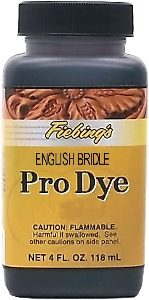 Fiebing's Professional Oil Leather Dye English Bridle Four Ounce bottle front view for premium leathercraft coloring.