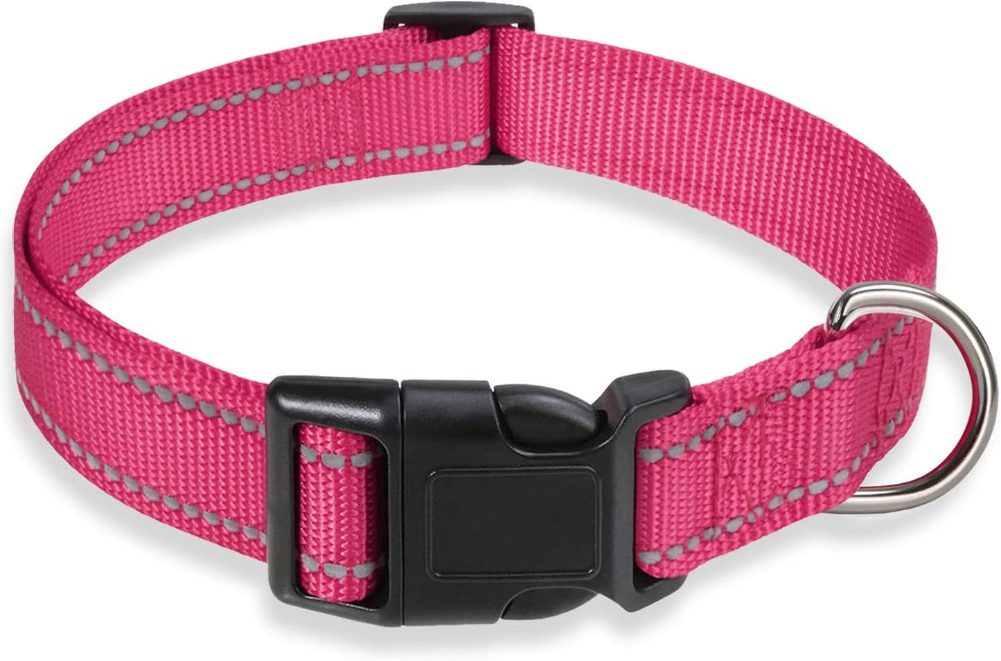 Boomiboo reflective dog collar front view in pink
