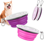 Pawaboo Collapsible Dog Bowls 2 Pack, Silicone Feeding Watering Bowls with Lids & Carabiners for Dogs Cats, Portable Collapsable Water Feeder Food Bowl for Walking Traveling Home Use, VioletTurquoise - Image 11