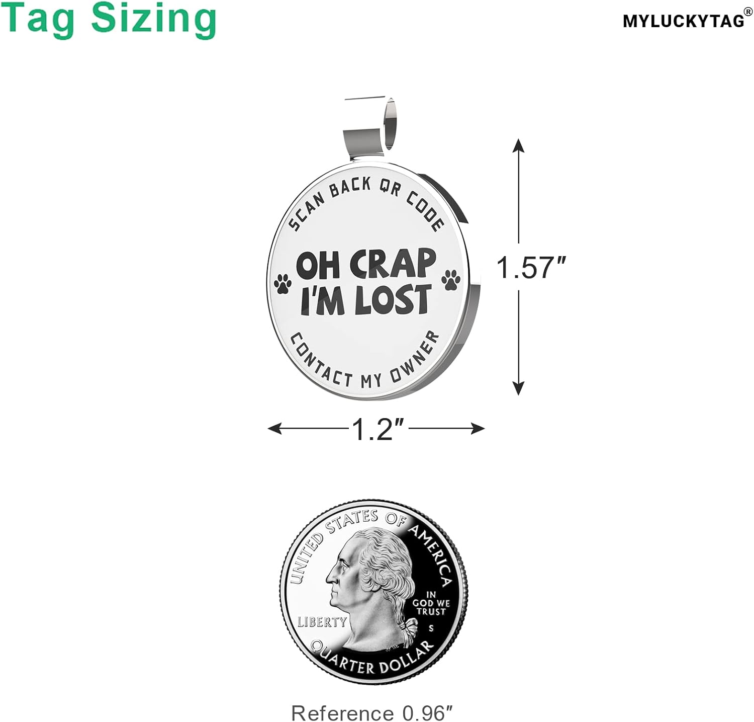 MYLUCKYTAG smart pet identification tag showing the dynamic QR code
