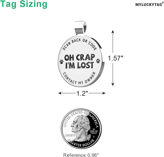 MYLUCKYTAG smart pet identification tag showing the dynamic QR code