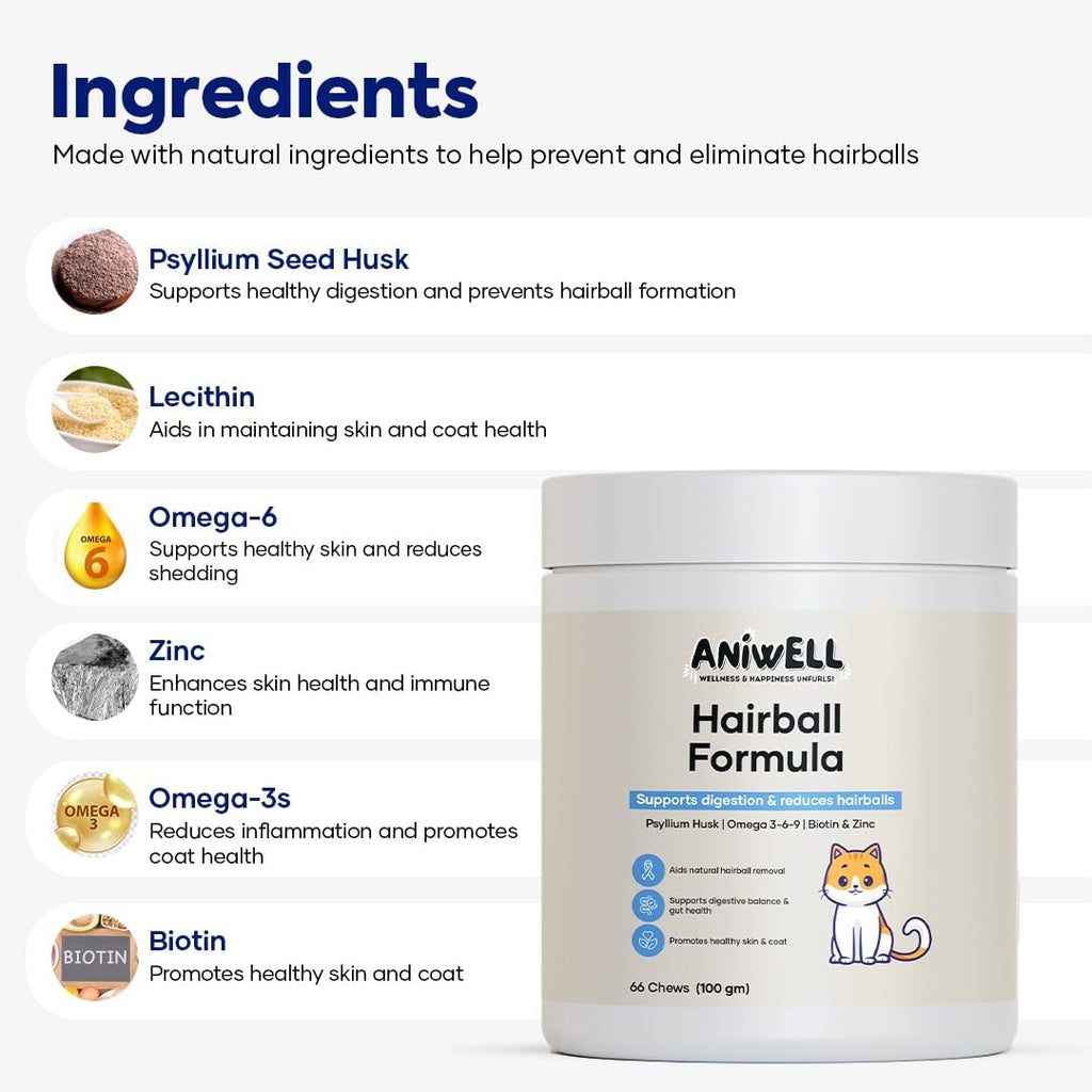 Aniwell cat hairball remedy soft chews close up showing chew texture.