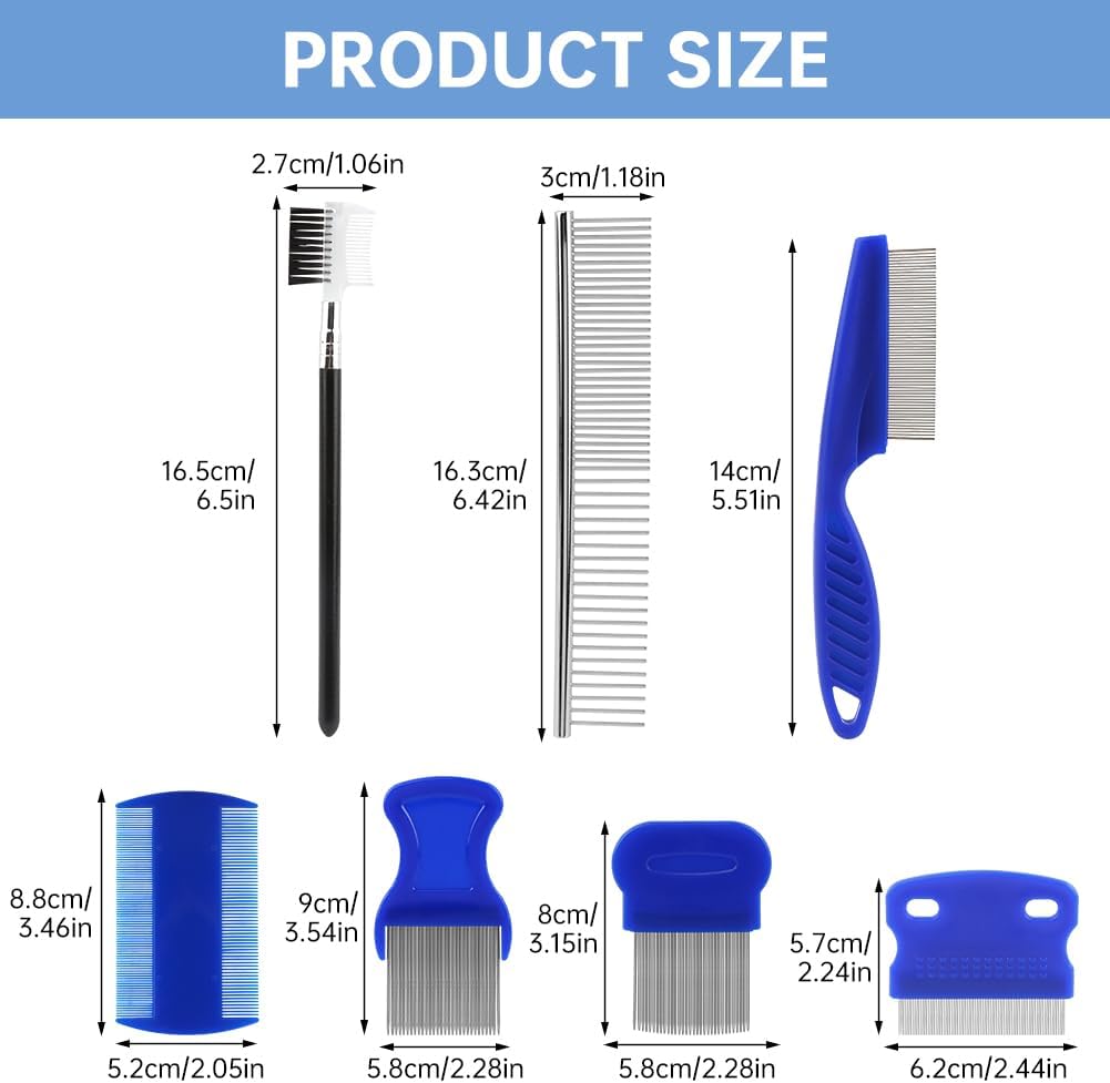 Fine-toothed metal pins on pet grooming comb capturing dandruff flakes and debris.
