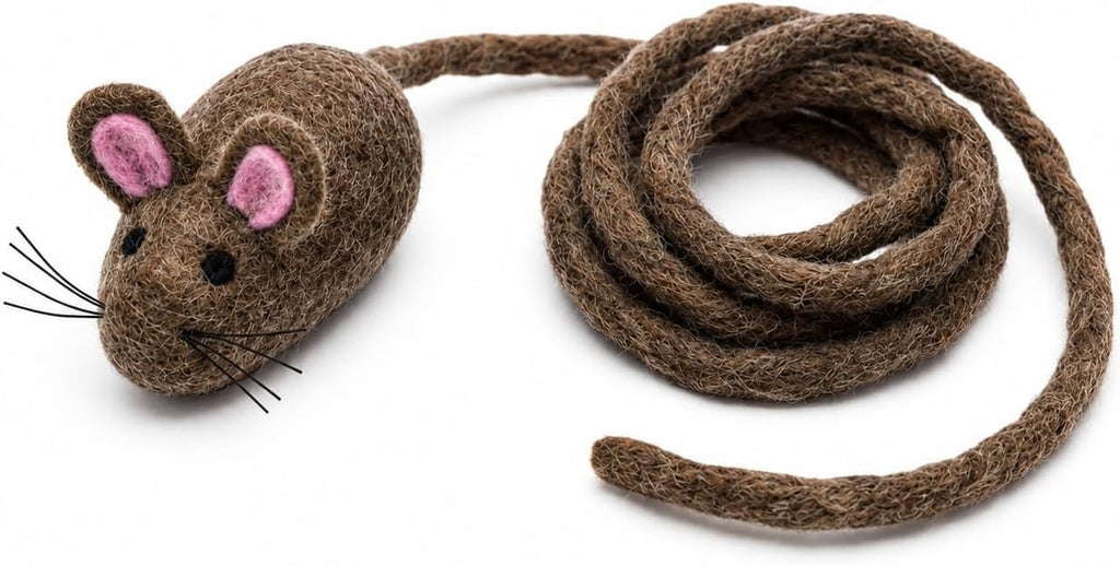 Glaciart One Felt Mouse Cat Toy - Soft Fuzzy Enrichment 100% Natural Wool - Interactive Catnip Play Cat Toy Set - Safe for Pets, Non-AZO Colored Dyes - 100" Long - Image 9