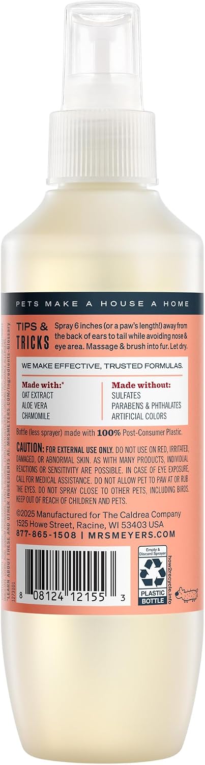 Mrs. Meyer's dog grooming spray 8 fluid ounces bottle