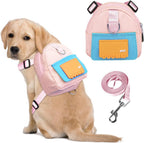 Dog Backpack Harness with Leash,Cute Pet Puppy Backpacks Bulid-in Dog Poop Bag Dispenser,Adjustable Pets Self Carrier Bag for Small Medium Dogs Travel Hiking Daily Walking(M, Green) - Image 9
