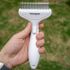 Taomypets white rake brush for thick coat maintenance