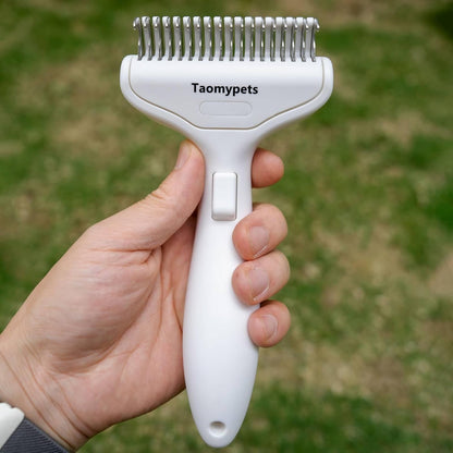 Taomypets white rake brush for thick coat maintenance