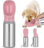 Portable Dog Water Bottle, 14 OZ, Stainless Steel Leak Proof Puppy Water Dispenser with Drinking Feeder for Pets Travel, Walking, Hiking and Outdoor Activities - Image 9