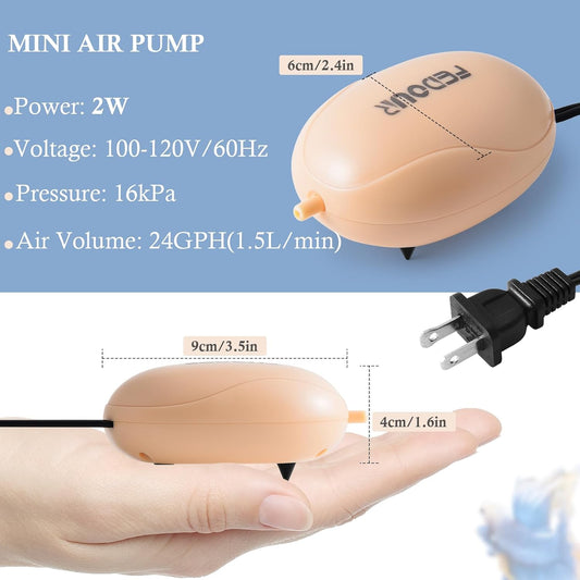 Side profile of Fedour silent air pump for small fish tanks