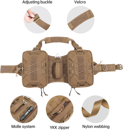 Excellent Elite Spanker dog harness close up of top grab handle and aluminum leash attachment V-ring