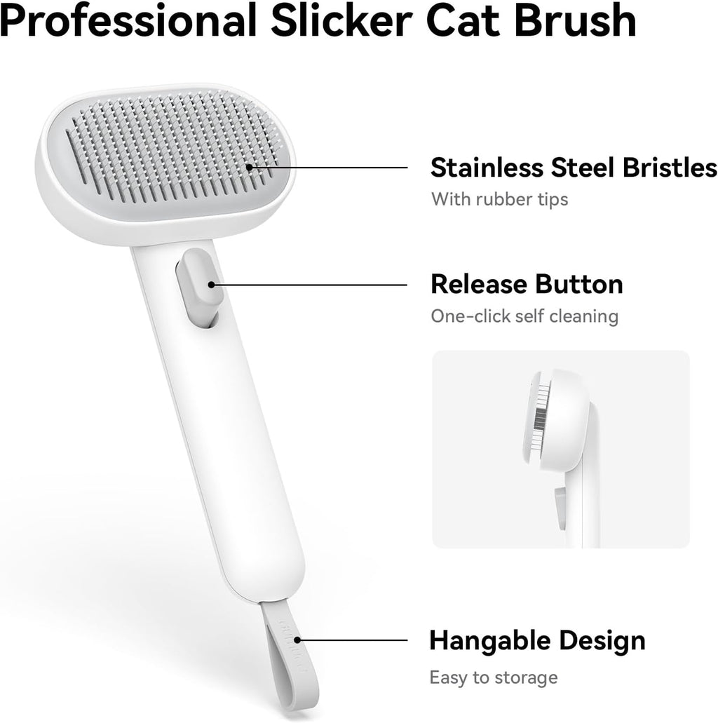 Aumuca pet grooming brush with stainless steel needles