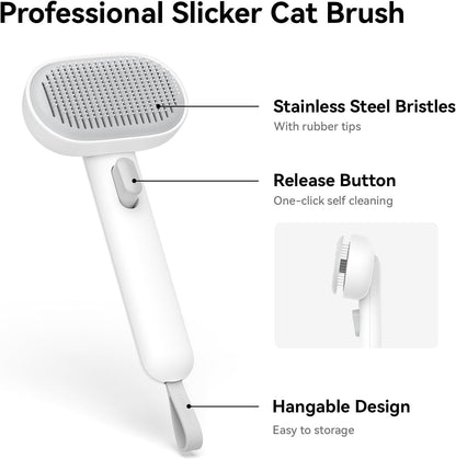 Aumuca pet grooming brush with stainless steel needles