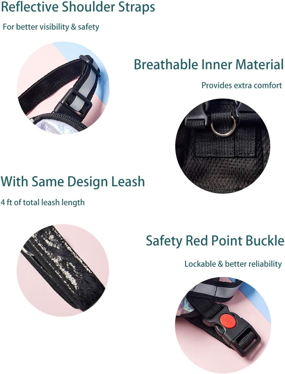 Icicecream dog backpack with leash attachment showing the heavy-duty metal D-ring construction.