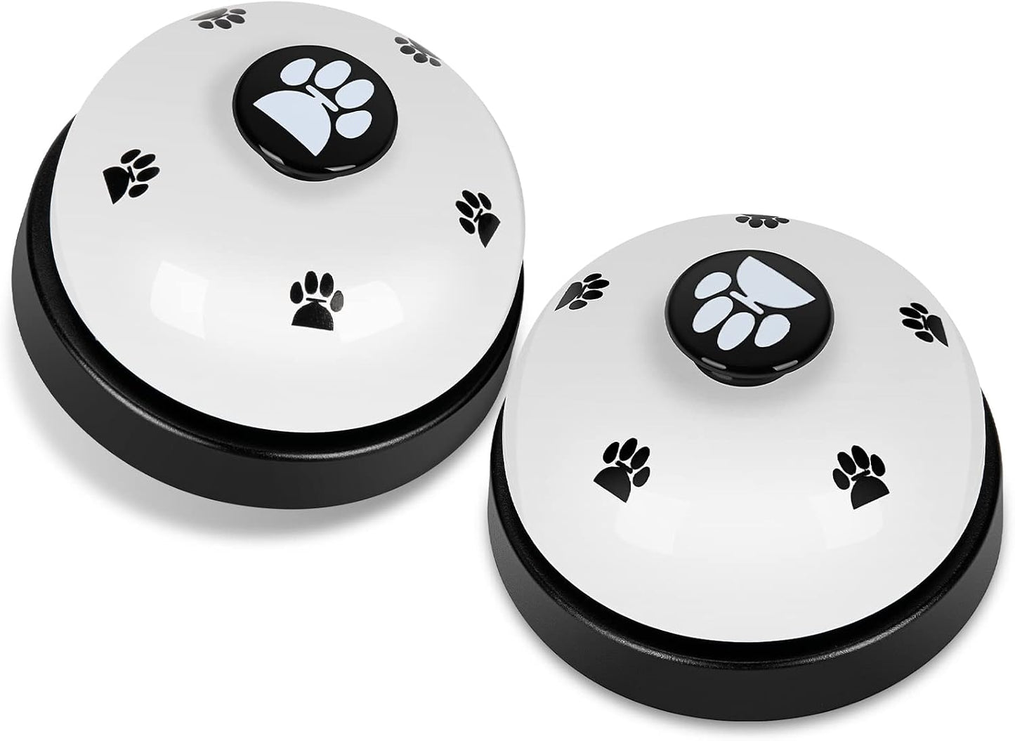 JEXCULL pet training bells white front view showing cute black paw print design for dog potty training