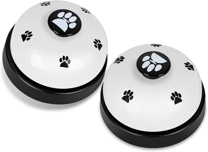 JEXCULL pet training bells white front view showing cute black paw print design for dog potty training