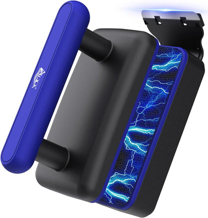 AQQA magnetic aquarium fish tank glass cleaner front view with blue handle showing dual blades