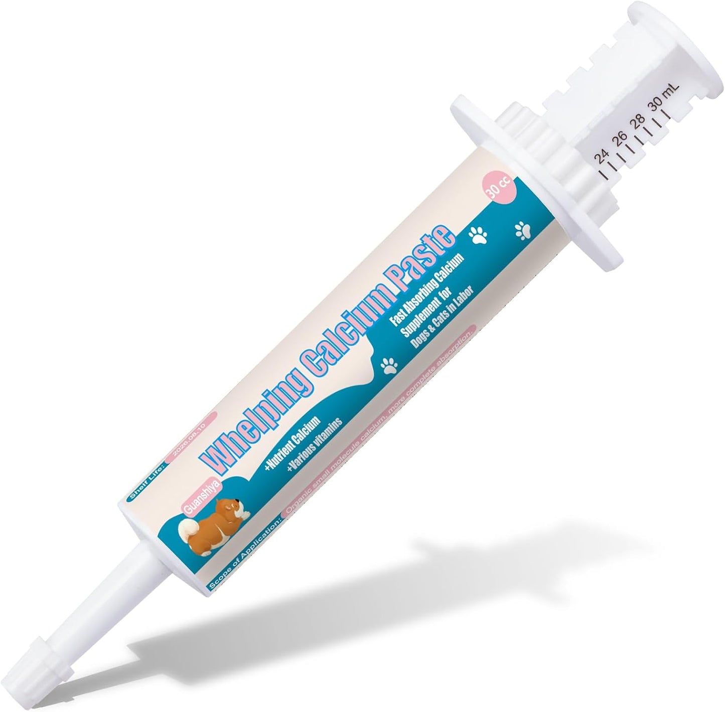 Guanshiya Oral Calcium for dogs 30 milliliter paste syringe front packaging view