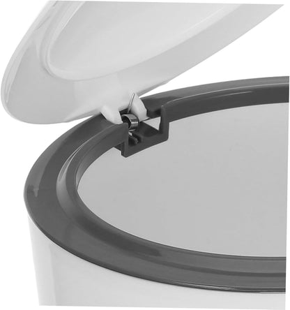 White oval cat litter trash bin with feline ear detail