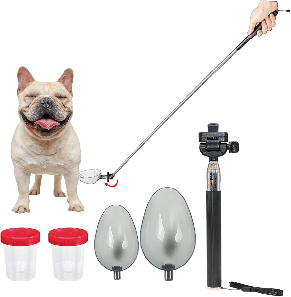 iNenya dog and cat urine collector front view of telescopic handle packaging