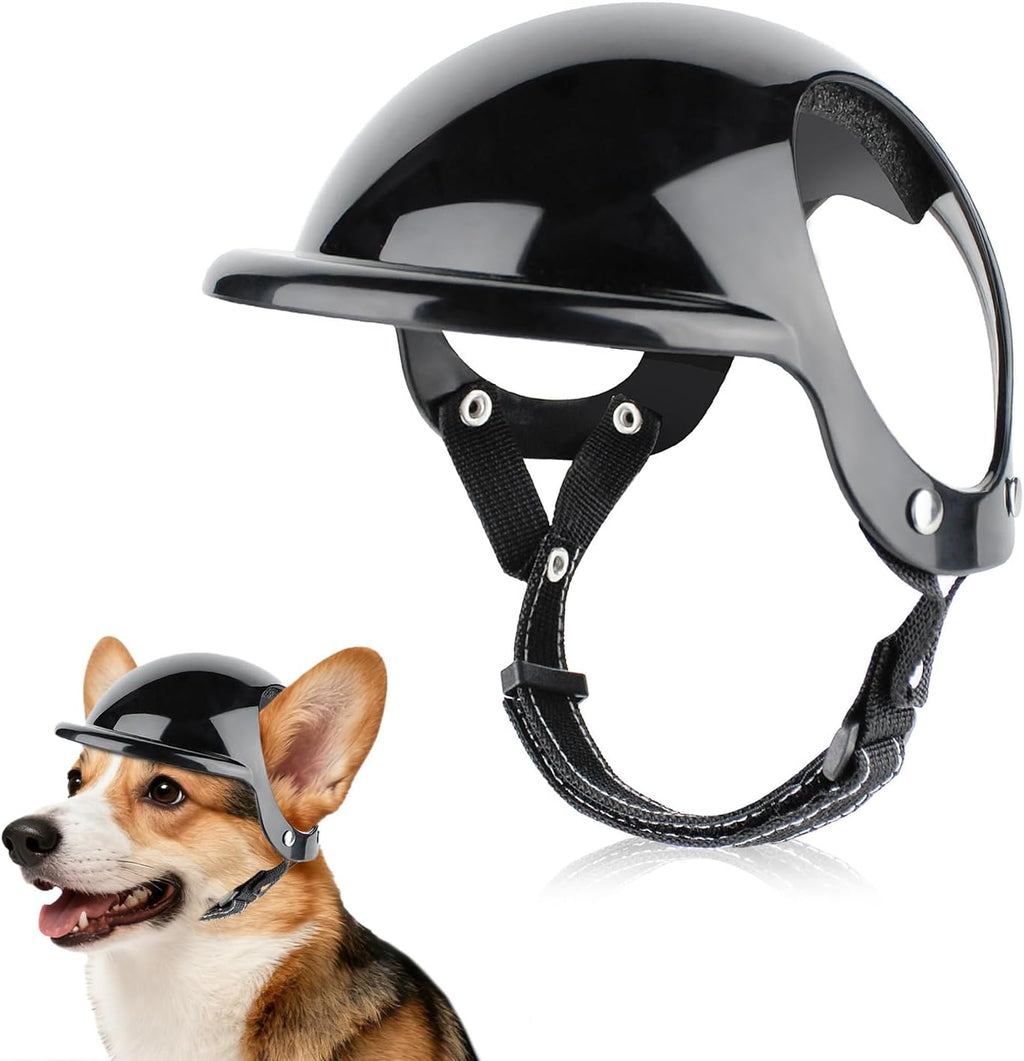 Side profile of adjustable puppy helmet for hiking