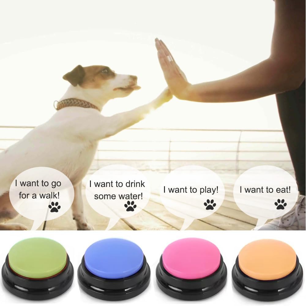 Top view of yellow and pink interactive buttons for home study