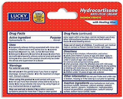 Maximum strength 1% hydrocortisone cream with aloe for treating insect bites and skin inflammation.