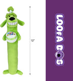 Multipet Loofa dog plush toy showing squeaker detail