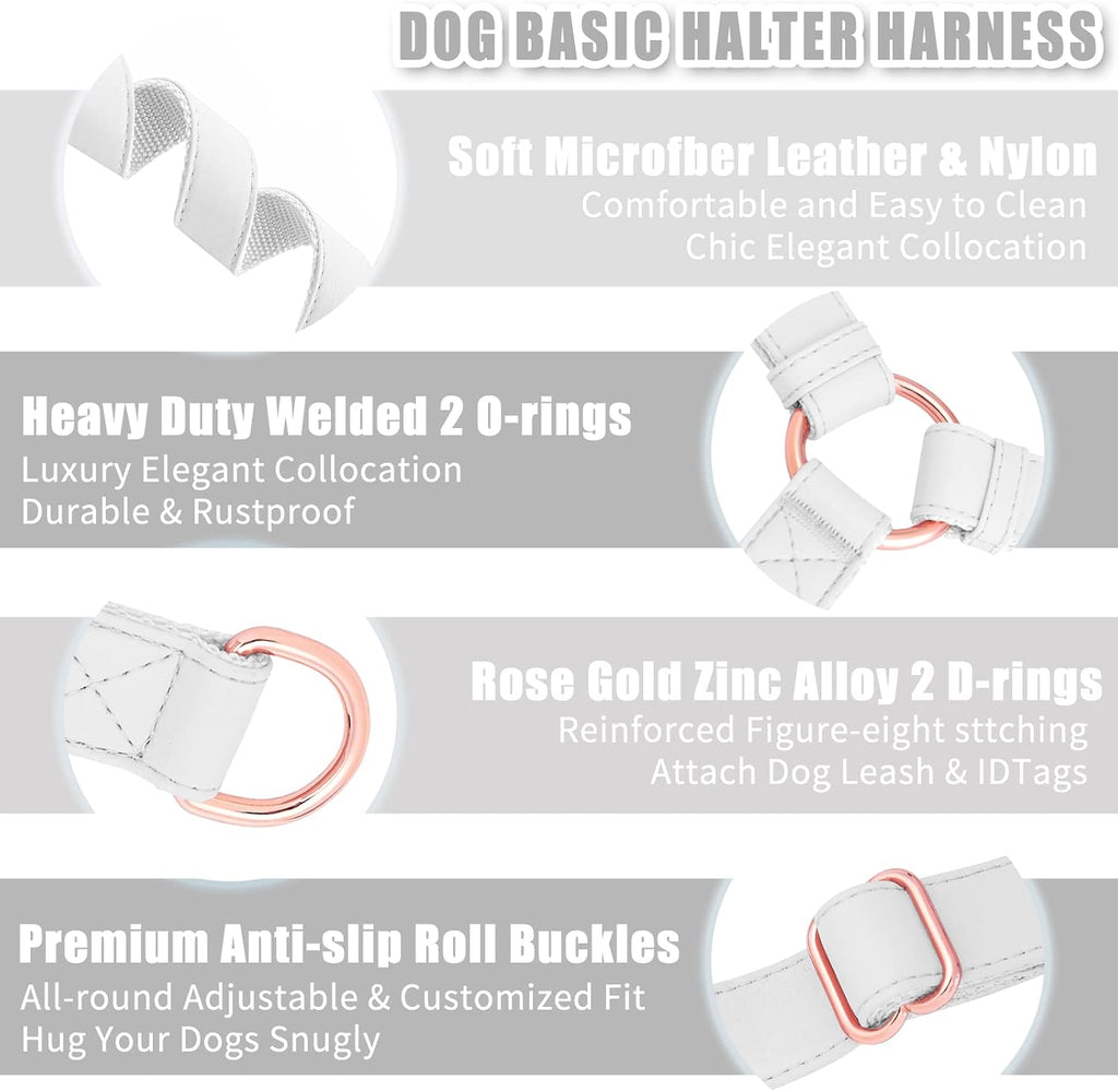 AaufiLux white leather dog harness side profile