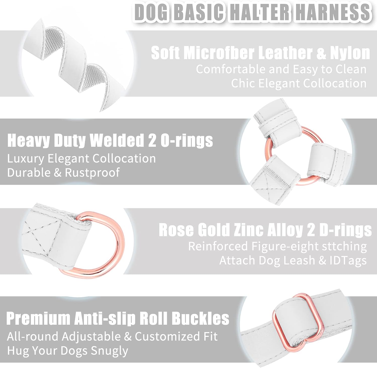 AaufiLux white leather dog harness side profile