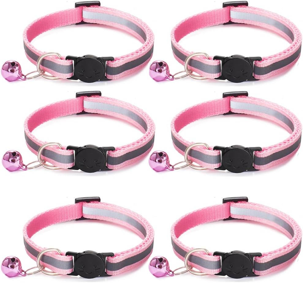 Packaging view of the imported six count reflective cat collar set for Indian pet owners