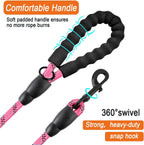 BARKBAY reflective dog leash pink close up on padded handle