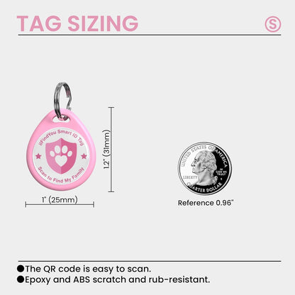 ILFINDYOU personalized dog name tag highlighting the durable waterproof epoxy coating material.