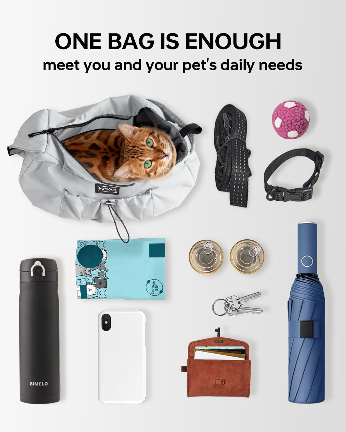 Side view of Moysoon pet carrier with pet inside