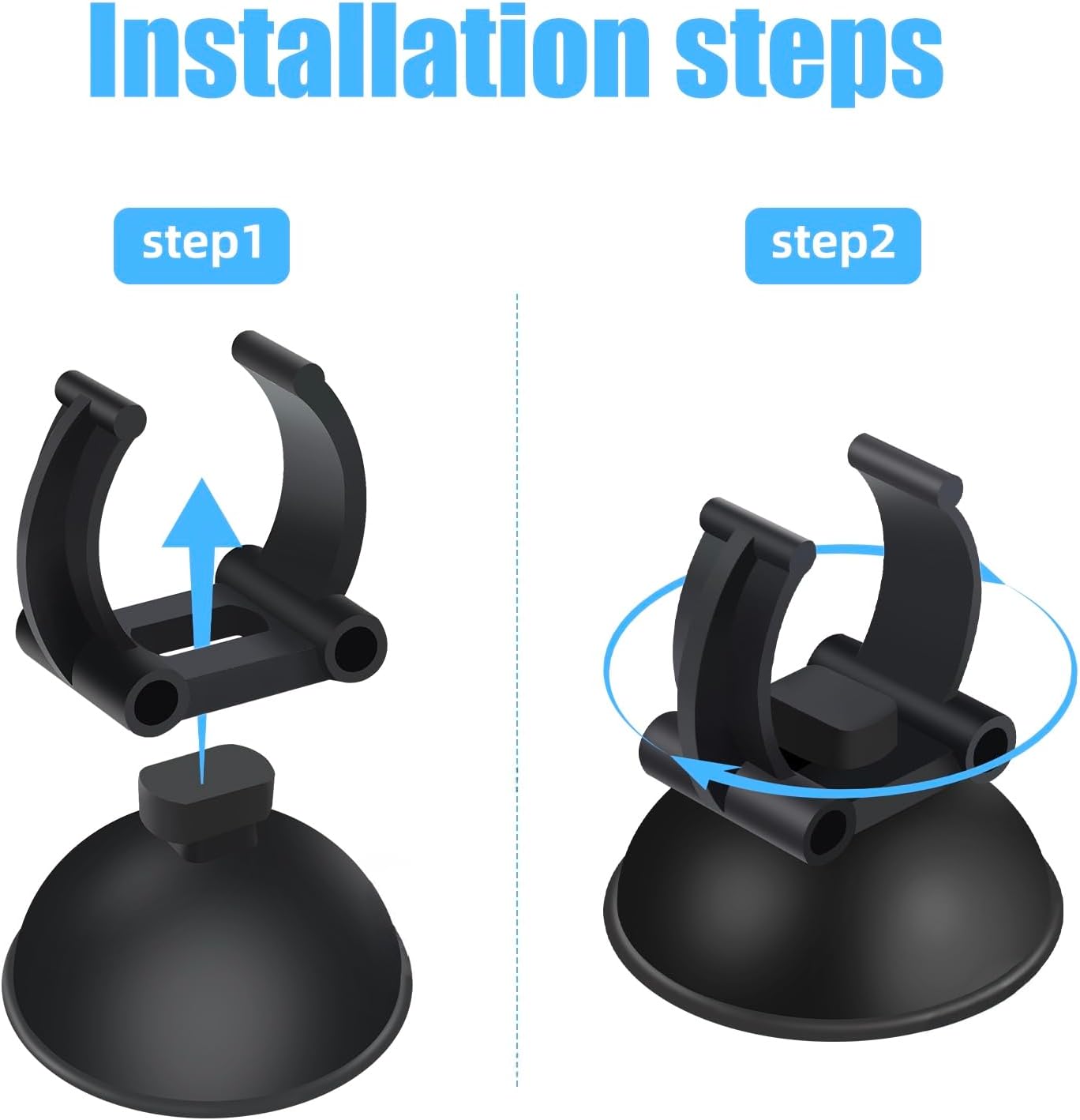 Close up view of the ninety degree twist lock mechanism on the Aquaneat aquarium suction cup.