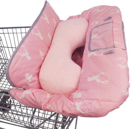 ICOPUCA shopping cart cover pink deer front view on a grocery cart