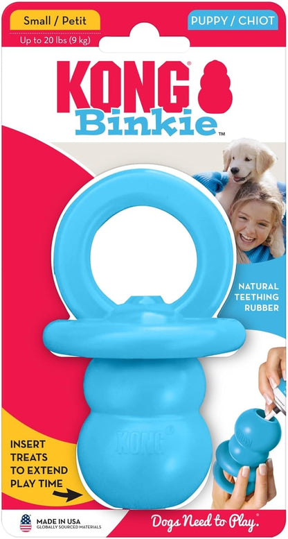 KONG Puppy Binkie interactive treat stuffable pet toy top view.