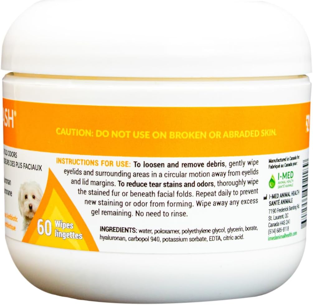 Authentic I-MED Animal Health eye wipes for puppy tear stains