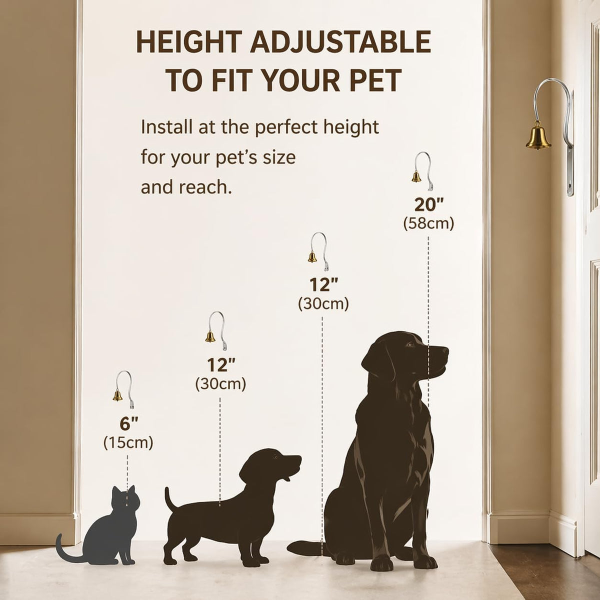 GoldTiger durable gold powder finish dog doorbell side profile