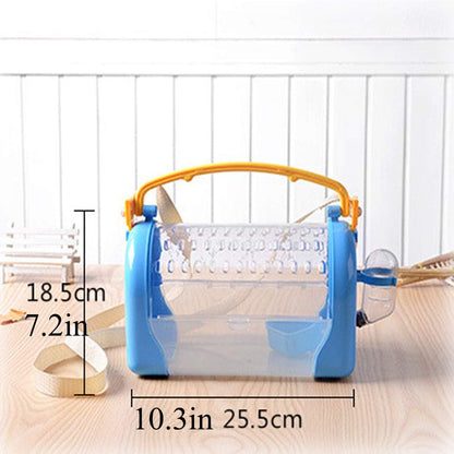 kathson Hamster Cage Travel Carrier Portable Cage with Water Bottle Outgoing Cage and Adjustable Strap Pet Cage for Small Pet Hedgehog Sugar Glider Squirrel MiceBlue - Image 2