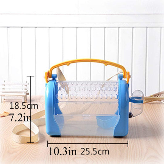 kathson Hamster Cage Travel Carrier Portable Cage with Water Bottle Outgoing Cage and Adjustable Strap Pet Cage for Small Pet Hedgehog Sugar Glider Squirrel MiceBlue - Image 2