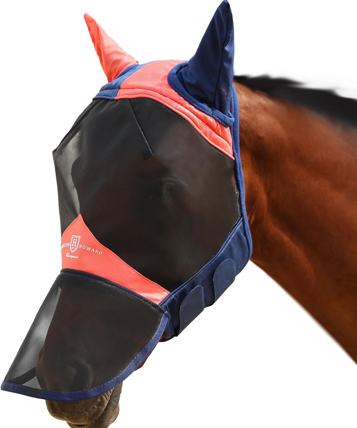 Harrison Howard CareMaster Pro Luminous Horse Fly Mask Large Eye Space Long Nose with Ears UV Protection for Horse Summer Mint Full Size - Image 14