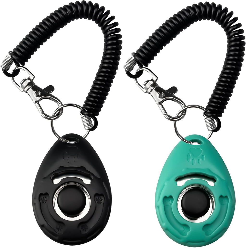 ABSONE dog clicker for training front view showing the large black and green buttons