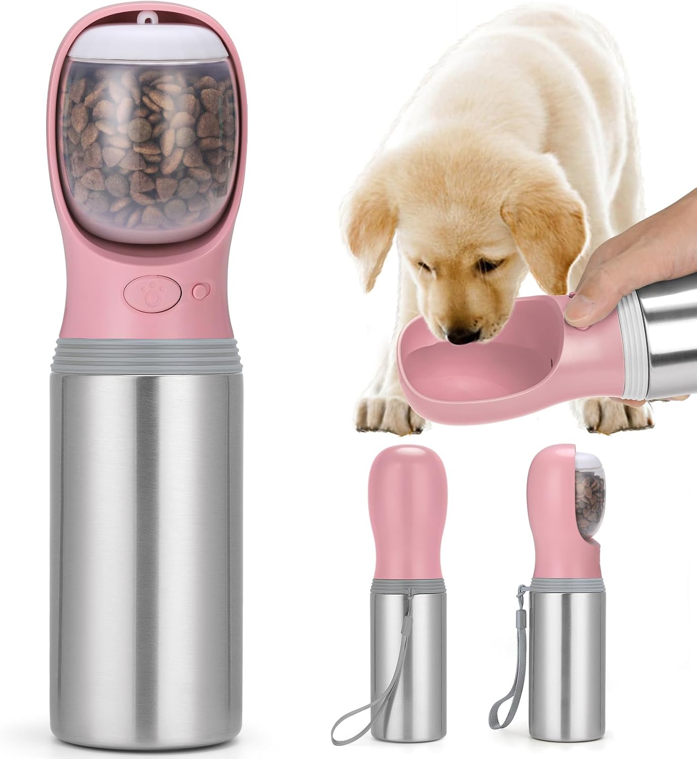 Portable Dog Water Bottle, 14 OZ, Stainless Steel Leak Proof Puppy Water Dispenser with Drinking Feeder for Pets Travel, Walking, Hiking and Outdoor Activities - Image 10