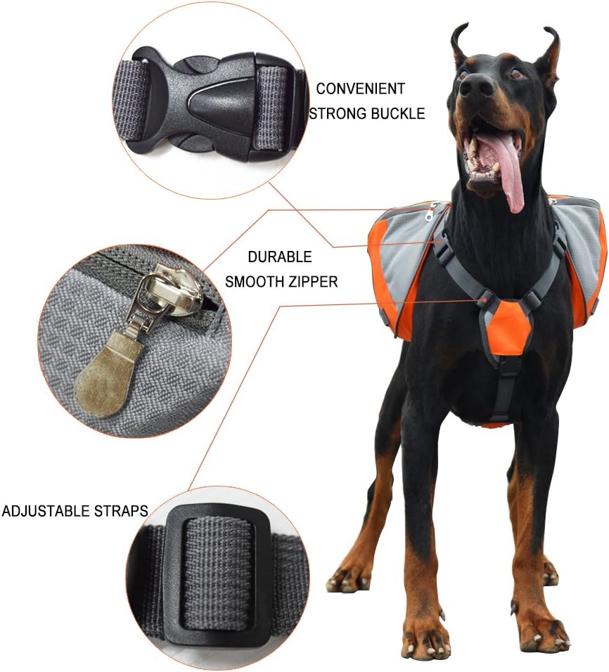 Lifeunion camping dog backpack highlighting the soft mesh breathable underside